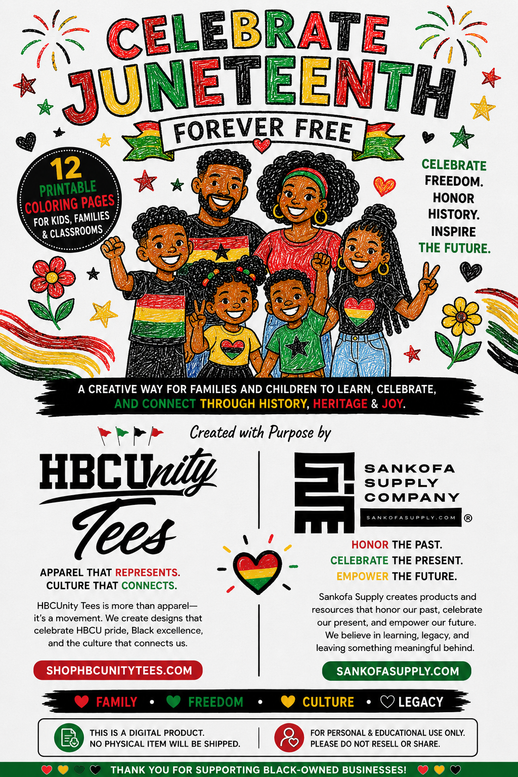 Juneteenth Coloring Book for Kids & Families | HBCUnity Tees Digital Download