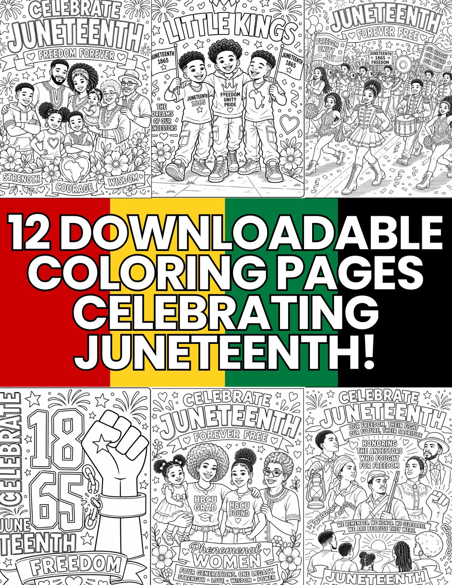 Juneteenth Coloring Book for Kids & Families | HBCUnity Tees Digital Download
